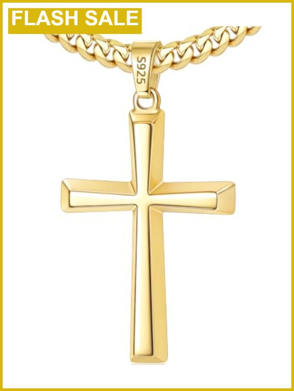 5mm 925 Sterling Silver Cross Necklace Cuban Chain Men's